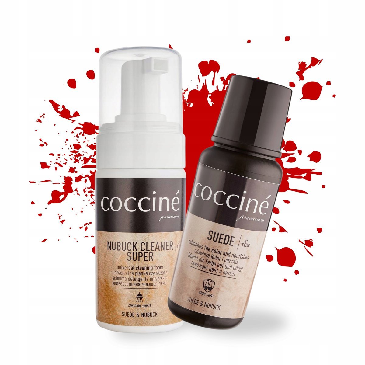 Czerwony Suede Renowator z Pianką Czyszczącą do Nubuku Coccine Zestaw 2w1