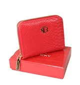 Portfele - Portfel Rovicky Bułeczka Skóra Włoska Z Suwakiem CZERWONY TEKSTURA R-PRK-02-W15 11 x 8,5  x 2,5 [cm] - miniaturka - grafika 1