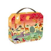 Puzzle - Puzzle w walizce Rezerwat zwierząt 54 elementy 5+ Made in France, Janod - miniaturka - grafika 1