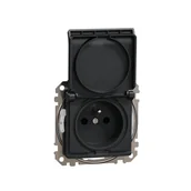 Gniazdka elektryczne - Schneider Gniazdo z/u z klapką z przesłonami IP44 (zaciski bezgwintowe) SEDNA Design & Elements antracyt - miniaturka - grafika 1