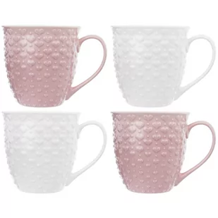 Orion Kubek ceramiczny z uchem do picia kawy herbaty napojów różowy biały zestaw kubków 580 ml 4 szt. - Kubki - miniaturka - grafika 1