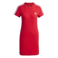 Sukienki - Damska Sukienka ADIDAS W 3S FIT T DR IY4245 – Czerwony - miniaturka - grafika 1