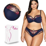 Biustonosze - Biustonosz Semi Soft z kwiatowym haftem AV 2119 półusztywniany granatowy  75L - miniaturka - grafika 1