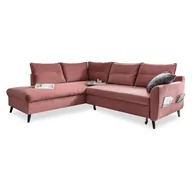 Narożniki - Różowy aksamitny narożnik rozkładany Miuform Stylish Stan L, lewostronny - miniaturka - grafika 1