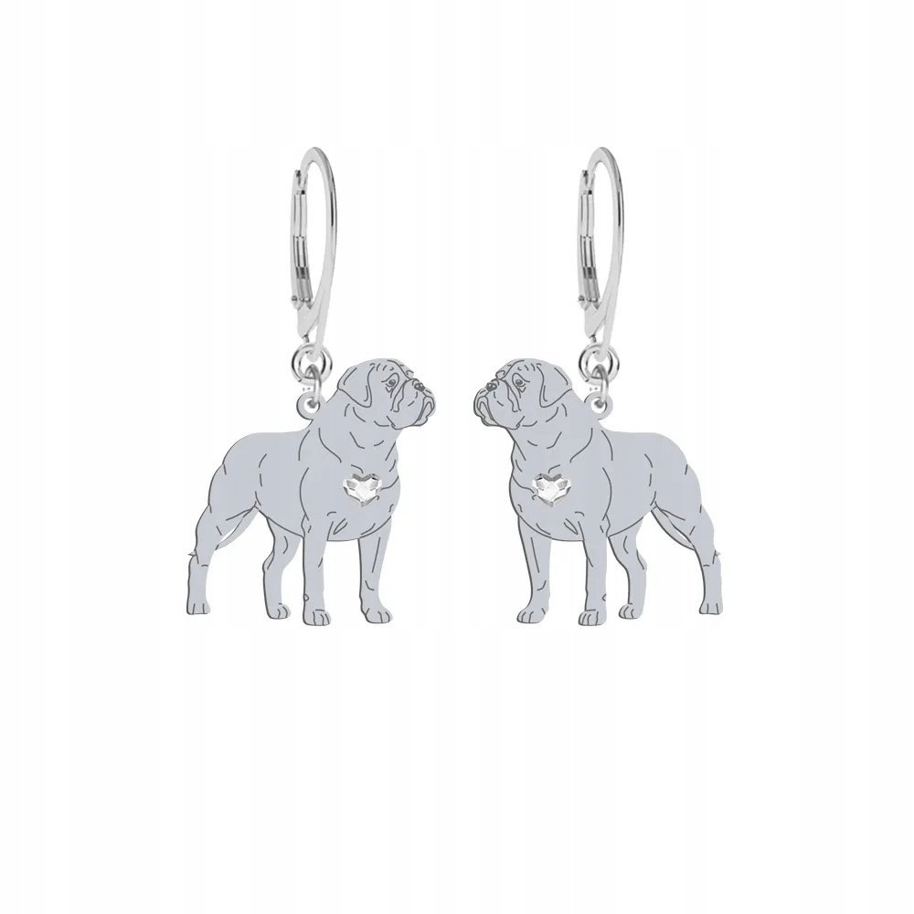 Kolczyki Srebrne z psem rasy Bullmastiff 925 Biżuteria Prezent GRAWER