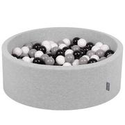 Suche baseny - KiddyMoon basen z piłkami 90 x 30 cm, 200 piłek,  7 cm, basen z kolorowymi piłkami, dla niemowląt, okrągły, jasnoszary: biało-czarno-szary - miniaturka - grafika 1