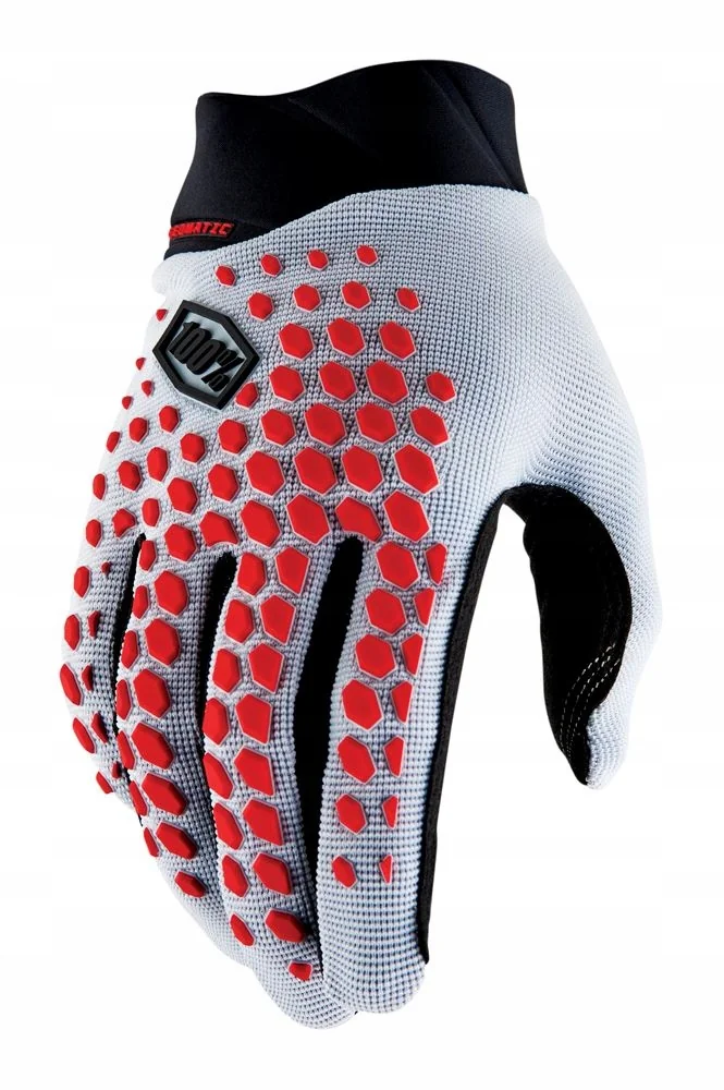 Rękawiczki rowerowe 100% Geomatic szaro-czerwone L