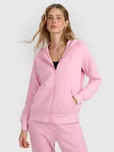 Bluzy damskie - 4F Bluza dresowa rozpinana z kapturem damska - różowa XXL - miniaturka - grafika 1