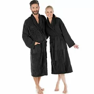 Szlafroki damskie - CelinaTex Szlafrok damski / męski, frottez kołnierzem, do łydek, miły w dotyku, certyfikat Öko-Tex Oregon, czarny, xxl 1245 - miniaturka - grafika 1