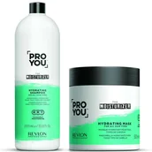 Zestawy kosmetyków damskich - Revlon Professional ProYou Moisturizer Hydrating - zestaw nawilżający do włosów suchych szampon 1000ml i maska 500ml 85/zestaw - miniaturka - grafika 1