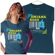 Gadżety dla niej i dla niego - KOSZULKA DLA KOBIETY NA 40 URODZINY ZMIANA KODU NA 4 Z PRZODU DTF - miniaturka - grafika 1