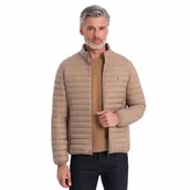Kurtki męskie - Męska kurtka pikowana pakowana w worek brązowa V4 OM-JALP-0156 S - miniaturka - grafika 1