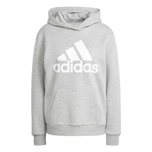 adidas Damska bluza z kapturem Essentials z logo Boyfriend, Średni szary wrzosowy/biały, XXS - Bluzy damskie - miniaturka - grafika 1