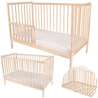 Łóżeczka i kojce - Łóżeczko dziecięce drewniane 2w1 tapczanik, dostawka dla dzieci 120x60 sosna natura nielakierowane - miniaturka - grafika 1