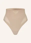 Majtki damskie - Calvin Klein Stringi Modelujące Stay-Put Mesh beige - miniaturka - grafika 1