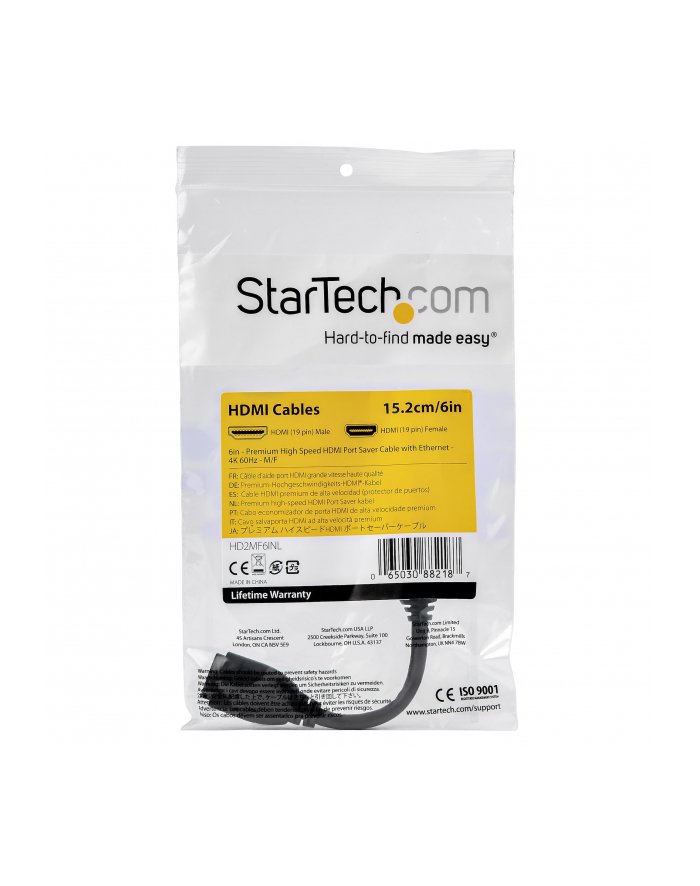 startech HDMI PORT SAVER CABLE/- GRIPPING CONNECTOR - 4K 60HZ