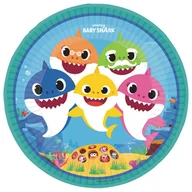 Dekoracje i nakrycia stołu na imprezę - AMSCAN, Talerze Baby Shark okągłe 8szt, 22,8 cm - miniaturka - grafika 1
