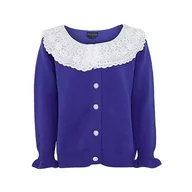 Swetry damskie - Naemi Damski słodki kardigan z koronkowym kołnierzem dla lalek akryl niebieski rozmiar XL/XXL, niebieski, XL - miniaturka - grafika 1