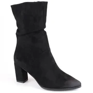 Kozaki damskie - Kozaki damskie krótkie marszczone ocieplane czarne Vinceza 58146 - miniaturka - grafika 1