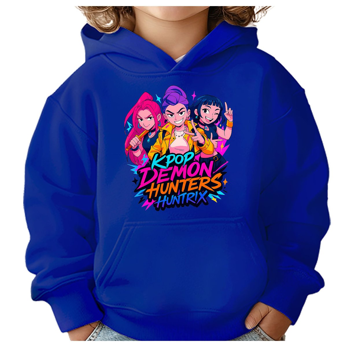 BLUZA DZIECIĘCA KPOP DEMON HUNTERS HUNTRIX 110-116 Z KAPTUREM BAWEŁNIANA