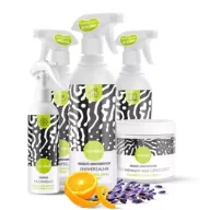 Inne artykuły czyszczące - Klareko Zestaw porządkowy Przyjaciele sprzątania Pomarańcza i lawenda 250 ml + 3 x 500 ml + 550 g - miniaturka - grafika 1