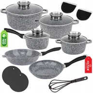 Zestawy garnków i patelni - ZESTAW GARNKÓW MARMURKOWYCH NA INDUKCJĘ GAZ KOMPLET PATELNIA RONDEL ZILNER - miniaturka - grafika 1