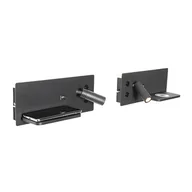 Lampy ścienne - QAZQA Professional Zestaw 2 kinkietów czarnych w tym LED z USB i ładowarką indukcyjną - Riza - miniaturka - grafika 1