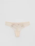 Majtki damskie - Reserved - Siateczkowe majtki stringi z haftem - pastelowy róż - miniaturka - grafika 1