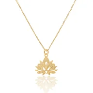 Naszyjniki - Naszyjnik Srebrny Pozłacany Z Kwiatem Lotosu 45 Cm - miniaturka - grafika 1
