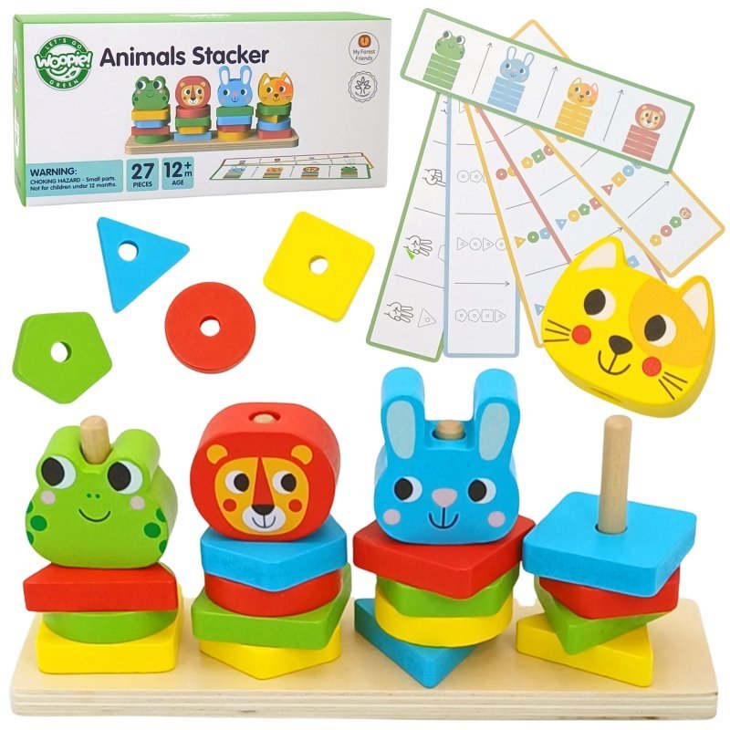 DLA DZIECI UKŁADANKA MONTESSORI PIRAMIDKA ZWIERZĄTKA