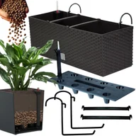 Donice - Doniczka balkonowa 51cm + uchwyty / haki, nawadniacz Skrzynka na balkon + keramzyt 2l - miniaturka - grafika 1