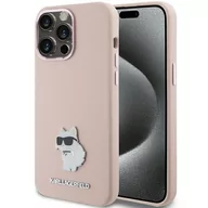 Etui i futerały do telefonów - Etui Karl Lagerfeld KLHCP15LSMHCNPP Apple iPhone 15 Pro Silicone Choupette Metal Pin różowy/pink - miniaturka - grafika 1