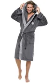 Szlafroki męskie - Szlafrok męski długi George, ciemnoszary 3XL - miniaturka - grafika 1