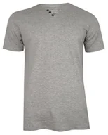 Koszulki męskie - Szary Bawełniany T-Shirt -PAKO JEANS- Męski, Krótki Rękaw, Dekolt w Serek z Guzikami, BASIC - Pako Jeans - miniaturka - grafika 1