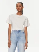 Koszulki i topy damskie - Calvin Klein T-Shirt Micro Logo K20K206629 Écru Regular Fit - miniaturka - grafika 1