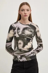 Desigual longsleeve SURREALISMO damski kolor zielony 24WWTK49 - Bluzki damskie - miniaturka - grafika 1