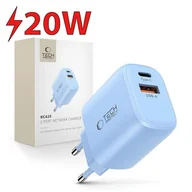 Ładowarki do telefonów - Ładowarka sieciowa TECH-PROTECT NCA20 PD 20W/QC3.0 Jasnoniebieski - miniaturka - grafika 1