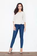 Marynarki i żakiety damskie - Beżowy Żakiet z Baskinką Zapinany Suwak - miniaturka - grafika 1