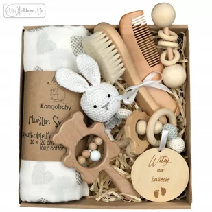 Wyprawka dla noworodka zestaw prezentowy biały eko - Grzechotki dla dzieci - miniaturka - grafika 1