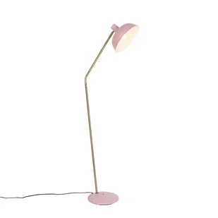 QAZQA Lampa podłogowa retro różowa z brązem - Milou - Lampy stojące - miniaturka - grafika 1