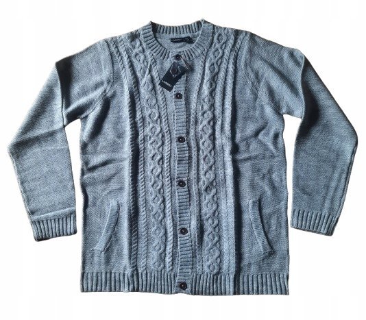 Sweter kardigan męski w stylu bawarskim XL szary 56/58
