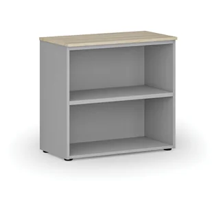 Regał biurowy PRIMO GRAY, 740 x 800 x 420 mm, szary/dąb naturalny - Regały biurowe - miniaturka - grafika 1
