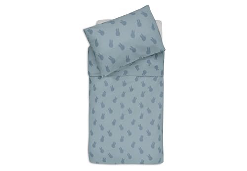 Jollein Pościel dziecięca – Miffy Shadow, Sea Green – 100 x 140 cm – 100% bawełna – certyfikat Öko-Tex – pościel dziecięca z poszewką na poduszkę – komplet pościeli