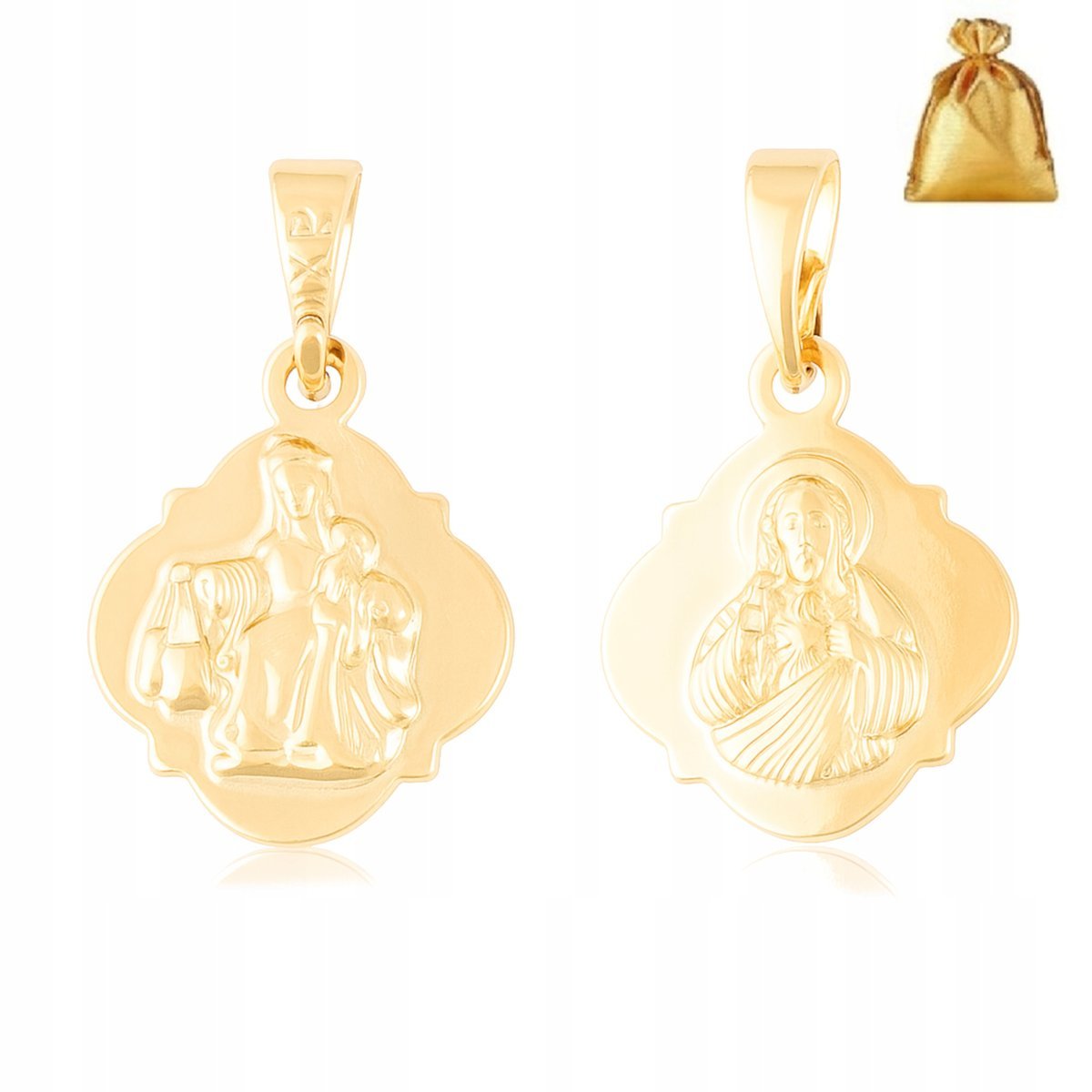 ZŁOTA ZAWIESZKA SZKAPLERZ STAL CHIRURGICZNA POZŁACANA NA ŁAŃCUSZEK, PIĘKNY