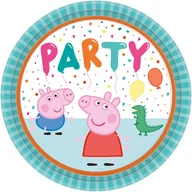 Dekoracje i nakrycia stołu na imprezę - Amscan, talerze Peppa Pig, owalne, papierowe, 23 cm, 8 szt. - miniaturka - grafika 1