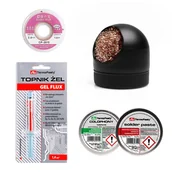 Lutownice - Smart Pack #2 Czyścik,  Kalafonia, Pasta 20G, Plecionka 1mm, Topnik żel - miniaturka - grafika 1