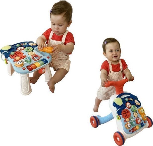 PRC CHODZIK INTERAKTYWNY PCHACZ EDUKACYJNY STOLIK 6w1 NIEBIESKI