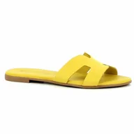 Klapki i japonki damskie - Żółte damskie klapki CARINII - Carinii - miniaturka - grafika 1