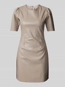 Sukienki - Sukienka mini z okrągłym dekoltem model ‘HILL’ w kolorze beżowym - miniaturka - grafika 1