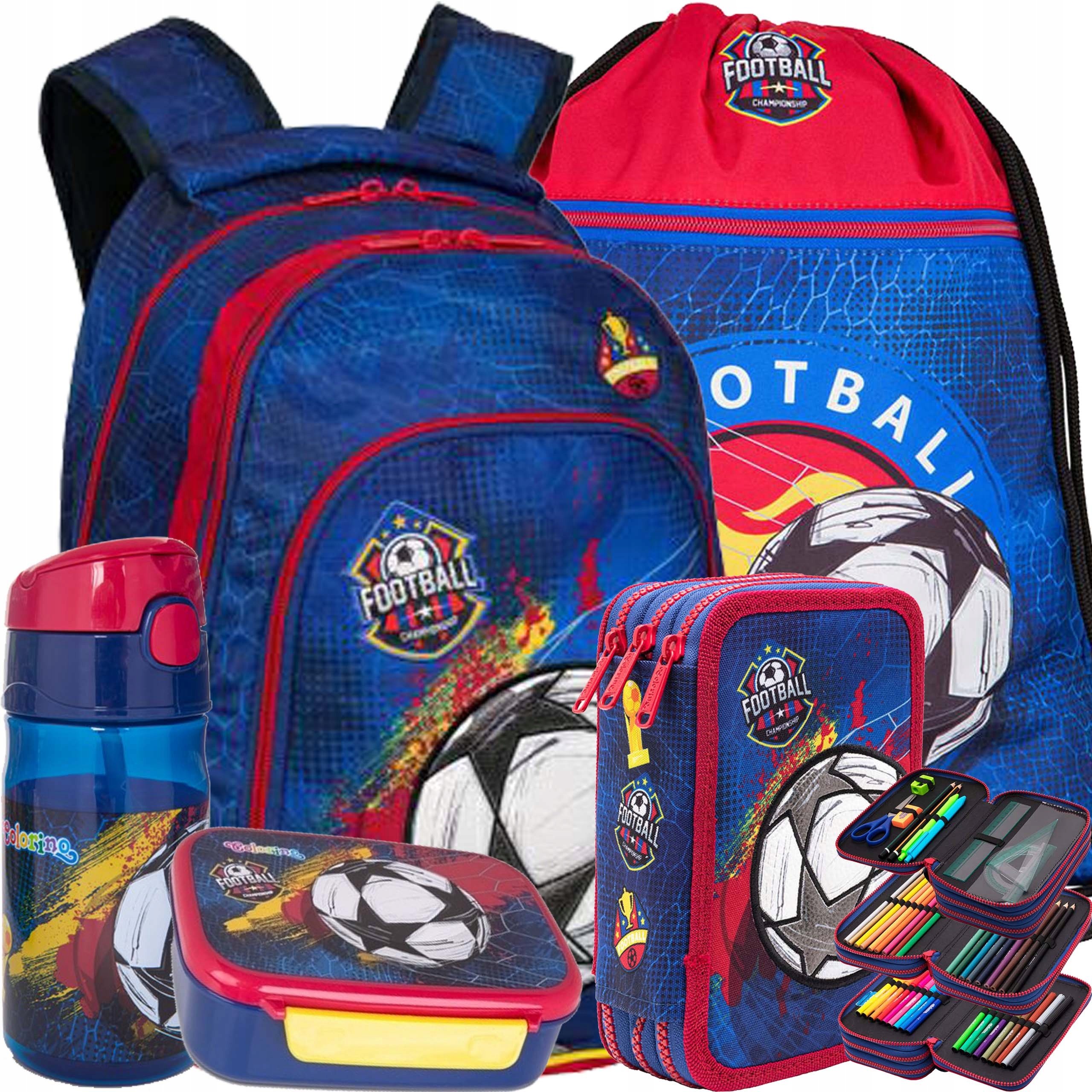 Coolpack Plecak Szkolny Młodzieżowy Dla Chłopca Football Zestaw 5w1 Piórnik